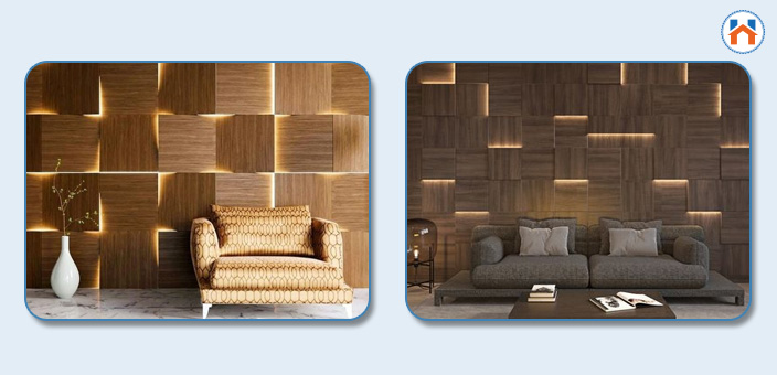 Wooden wall design for living room