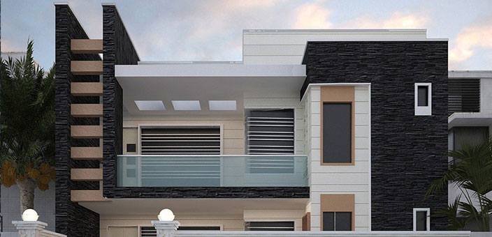 Modern Front Wall Tiles Design Artistic-Grey-Tiles