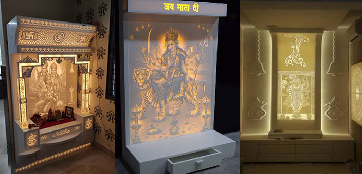 Pooja Room Design backlight
