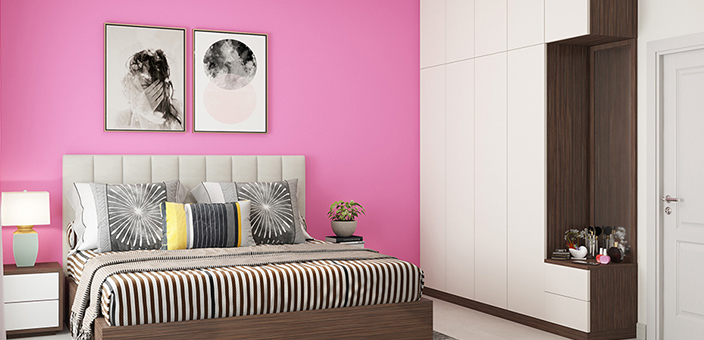 Pink Two Colour Combination for Bedroom Walls