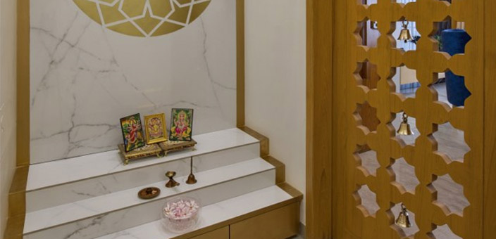 Pooja Room Design tiles mandir