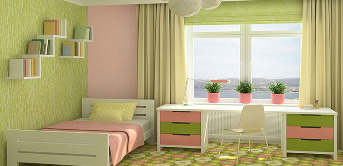 Pink Two Colour Combinations for Bedroom Walls lime green