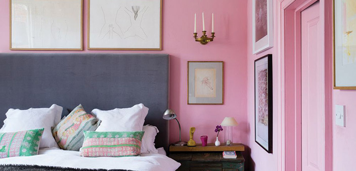Pink Two Colour Combinations for Bedroom Walls matching pink