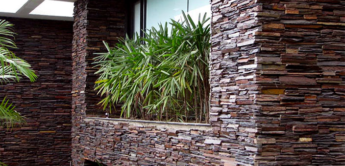 Modern Front Wall Tiles Design Mixing-Natural-Stone-Tiles