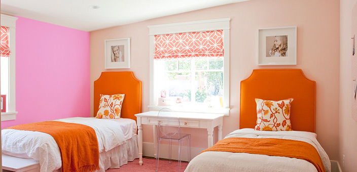 Pink Two Colour Combinations for Bedroom Walls orange