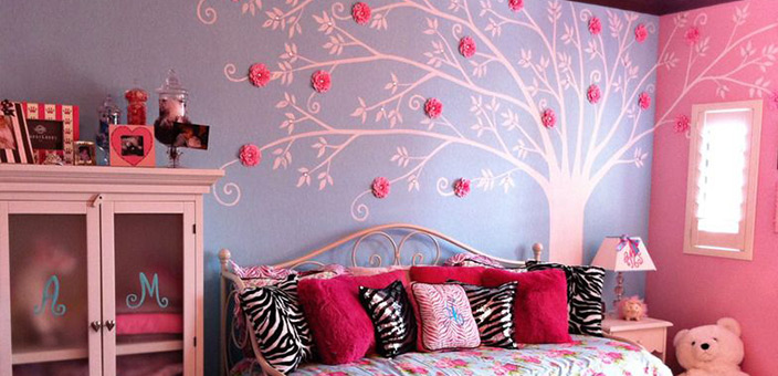 Pink Two Colour Combinations for Bedroom Walls purple blue