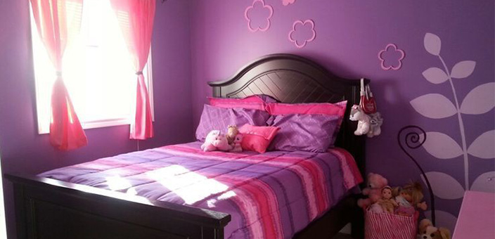 Pink Two Colour Combinations for Bedroom Walls purple