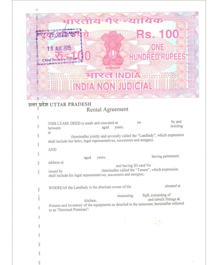 Rent Agreement paper in stamp paper