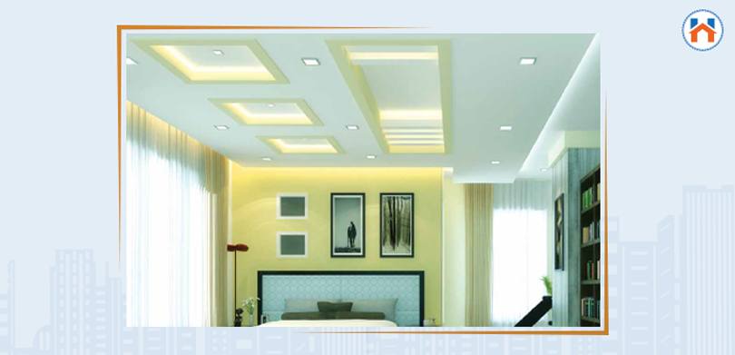 Top 20 Simple Small Bedroom Ceiling Design - assymetric design 