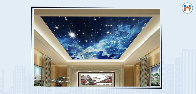 simple small bedroom ceiling design sky pattern design