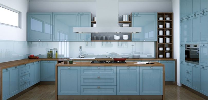 1 BHK flat design - cabinets in kitchen