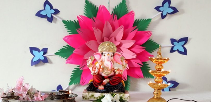 Ganpati decoration ideas with mandap and background