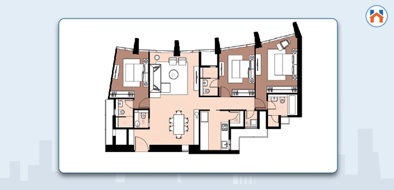 Lodha The Park Sample Flat Floor Plan 3 bhk