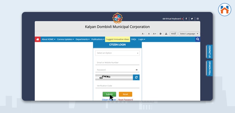 KDMC Property Tax Login For Citizen