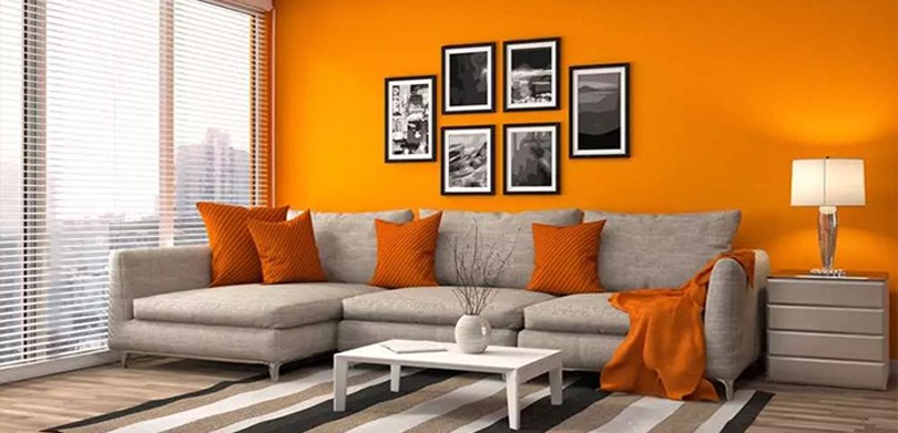 Living Room Orange Two Colour Combination 2