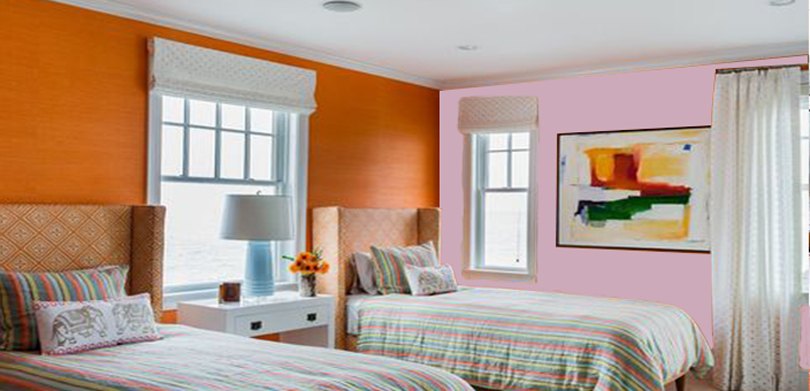 Orange Pink Two Colour Combination For Bedroom Walls