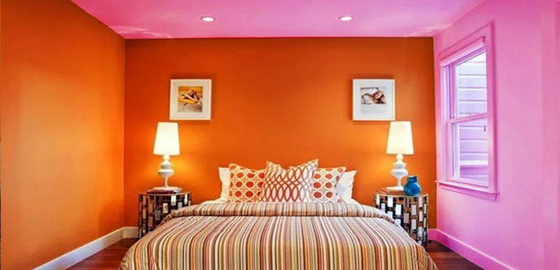 Orange Pink Two Colour Combination For Bedroom Walls2