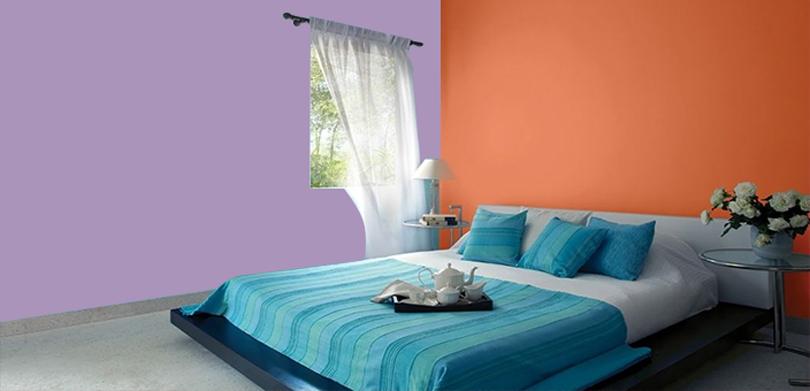 Orange Purple Two Colour Combination For Bedroom Walls