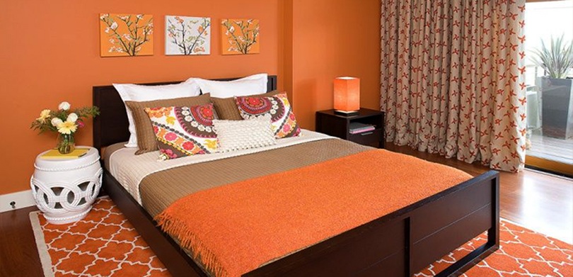 Orange Two Colour Combination For Bedroom Walls 6