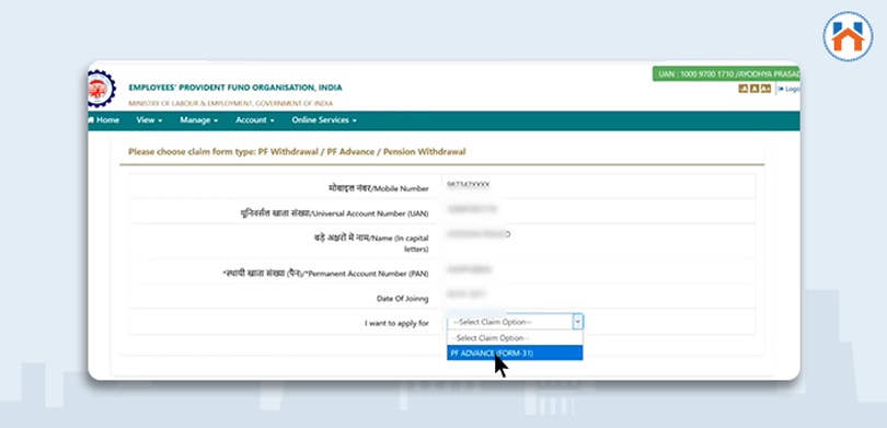 Step Wise Online Process For PF Withdrawal For Home Purchase step 10