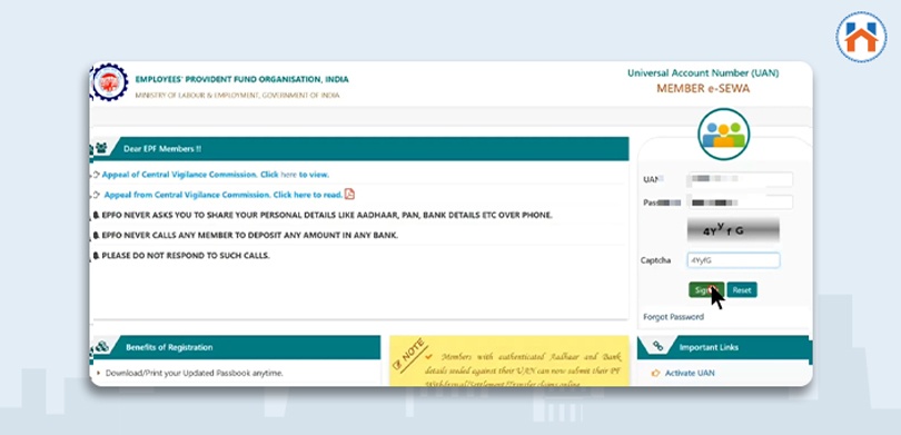 Step Wise Online Process For Withdrawal of PF amount For Home Purchase step 3