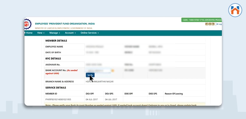 Step Wise Online Process For Withdrawal of PF amount For Home Purchase step 6
