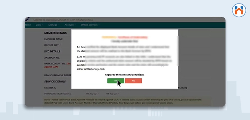Step Wise Online Process For PF Withdrawal For Home Purchase step 7