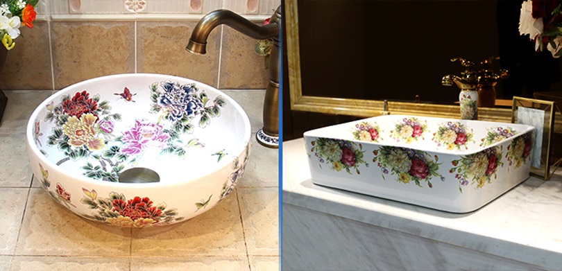 Rose Design Wash Basin Cabinet Design