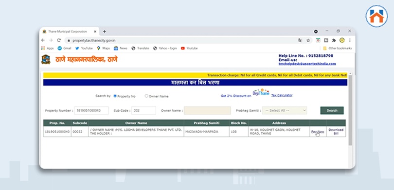 TMC Property Tax Online Payment Process