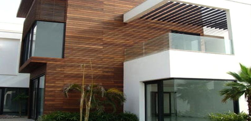 Wooden Finish Front Wall Tiles Design
