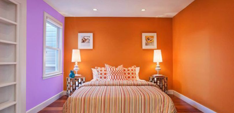 Orange Purple Two Colour Combination For Bedroom Walls 2