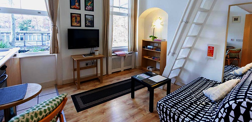 Overview of a studio apartment - amenities
