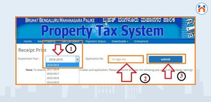 Download Payment Receipt for BBMP Property Tax