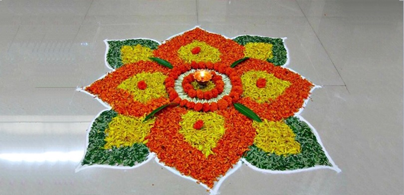 Flower Rangoli Diwali Decoration Ideas for Home