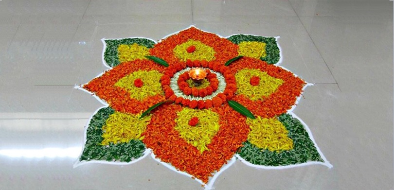 Flower Rangoli Diwali Decoration Ideas for Home Handmade