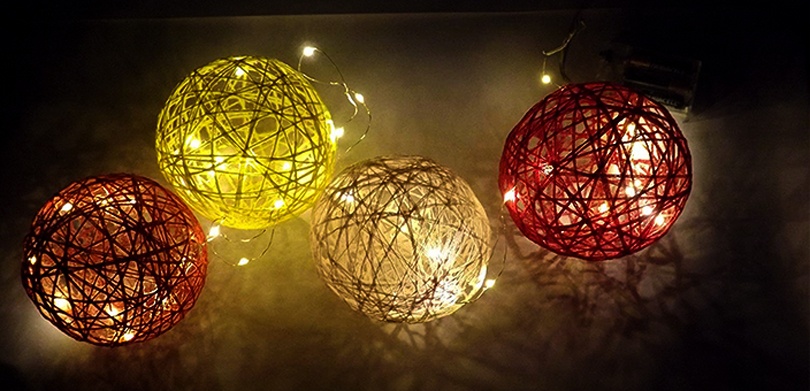 Homemade Thread Lanterns Diwali Decoration Ideas for Home Handmade