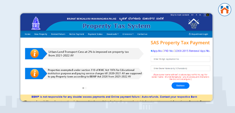 BBMP Property Tax Online Payment Process